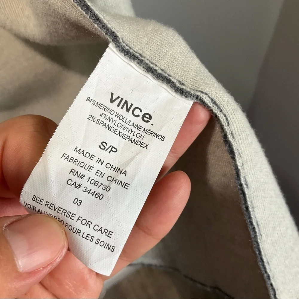 VINCE Two Tone Drape Open Front Wool Gray Cardigan merino wool blend size Small